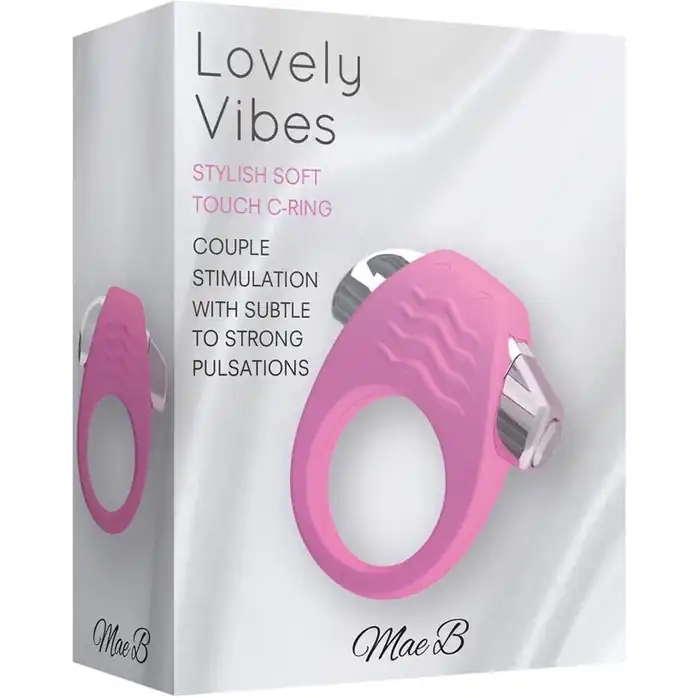 Розовое эрекционное кольцо с вибрацией Stylish Soft Touch C-ring. Фотография 3.