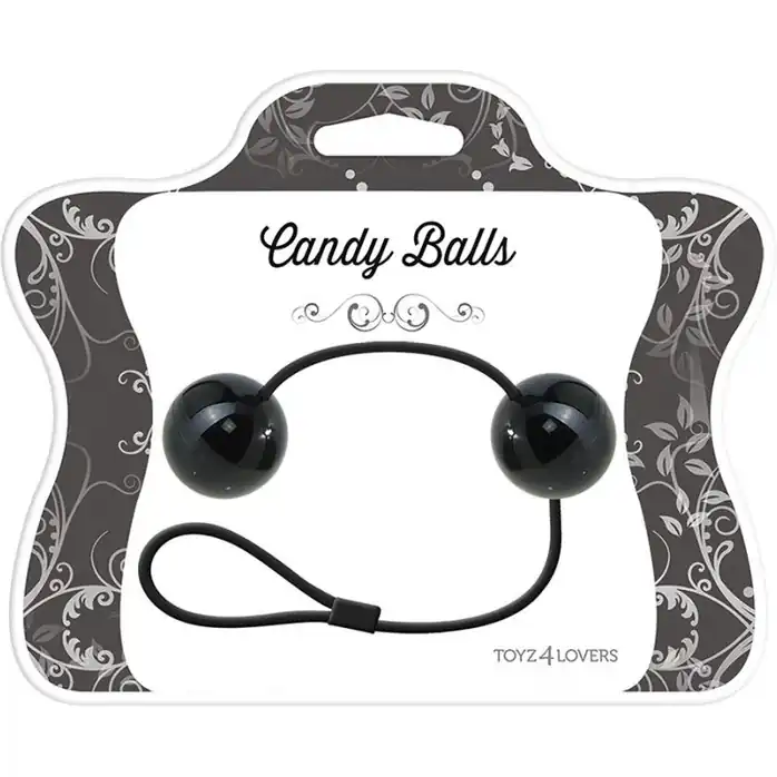 Черные вагинальные шарики с петелькой - Candy Balls. Фотография 2.