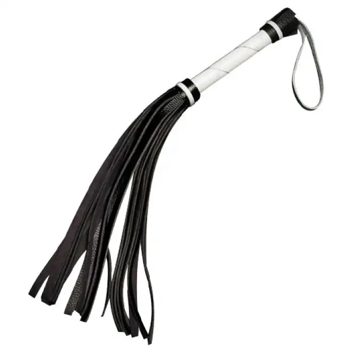 Гладкая плеть-флогер с черными хвостами - 40 см - BDSM accessories. Фотография 2.