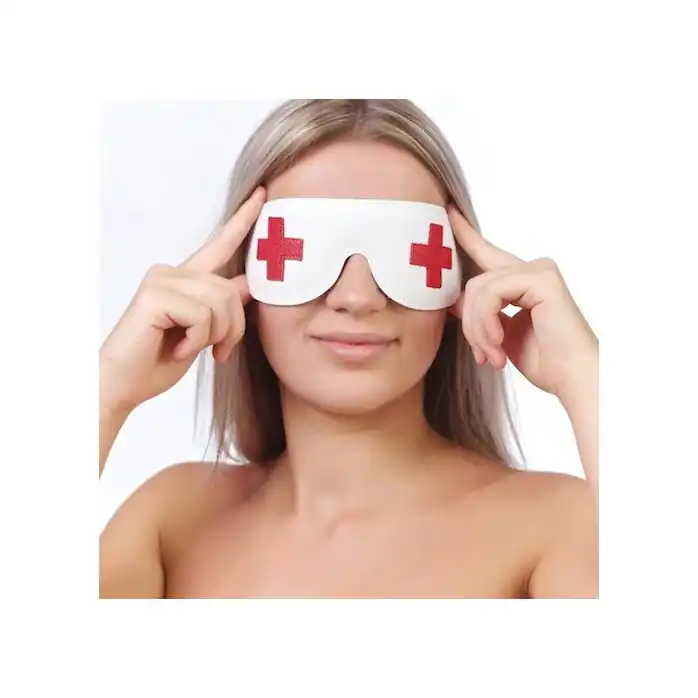 Закрытая белая маска с красными крестами - BDSM accessories