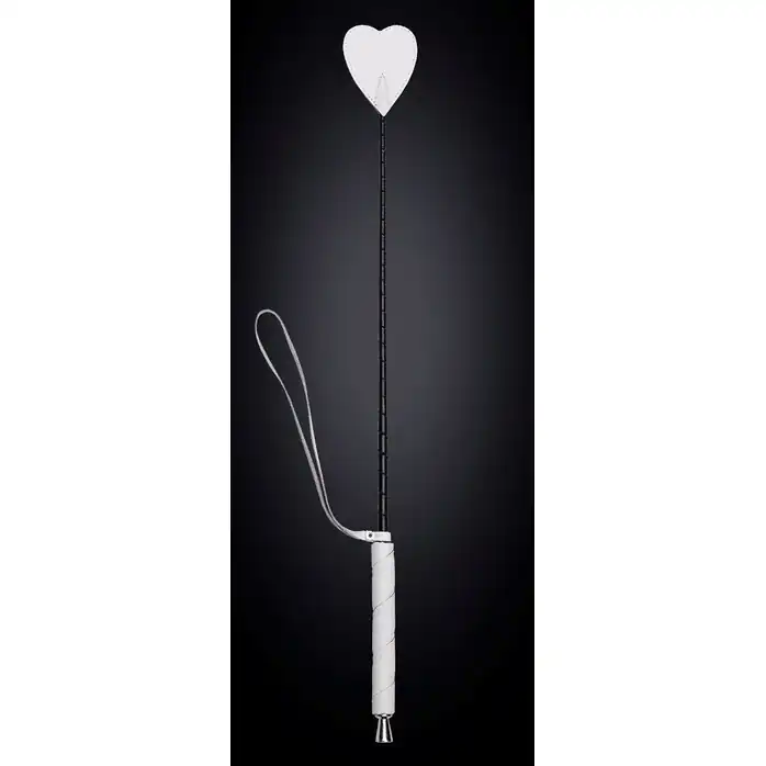 Белый стек из кожи с наконечником-сердечком - 70 см - BDSM accessories