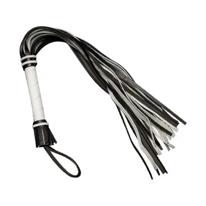 Чёрно-белая многохвостая плеть - 65 см - BDSM accessories. Фотография 2.