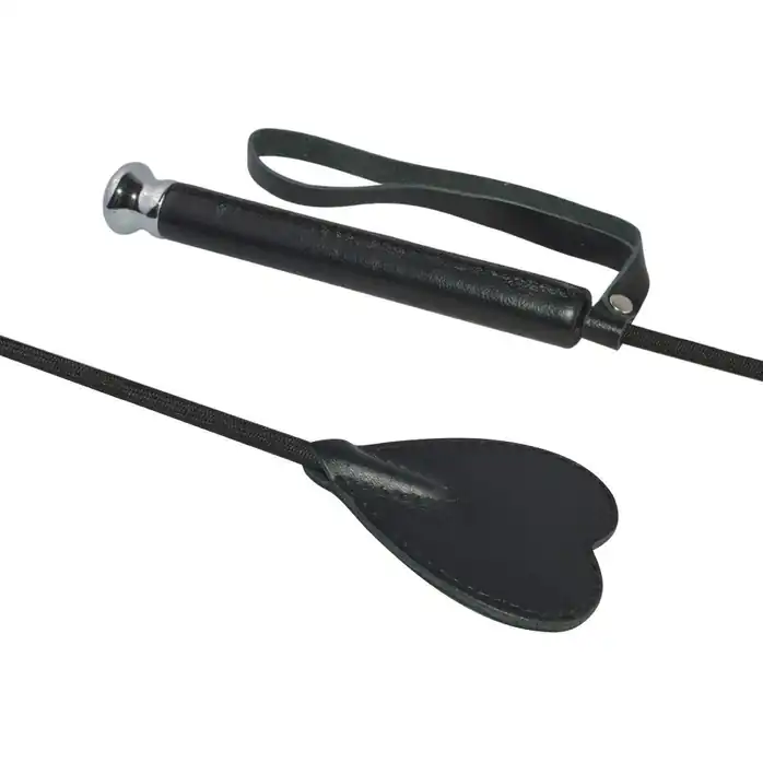 Чёрный стек с шлепком-сердечком - 60 см - BDSM accessories. Фотография 2.