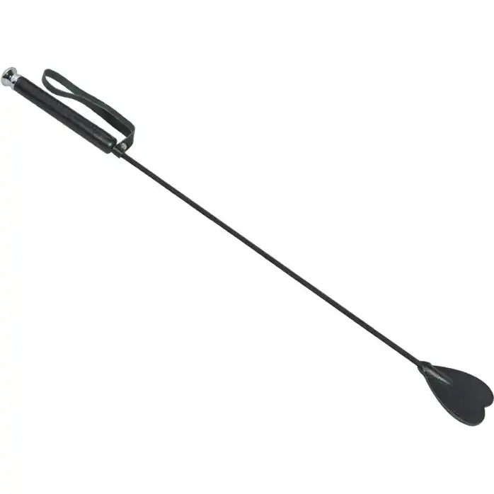 Чёрный стек с шлепком-сердечком - 60 см - BDSM accessories