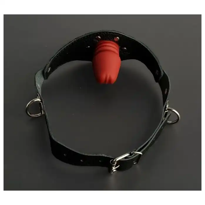 Кляп-фаллос на чёрных ремешках - BDSM accessories