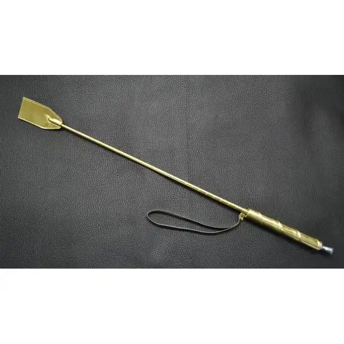 Золотистый стек с деревянной ручкой - 70 см - BDSM accessories