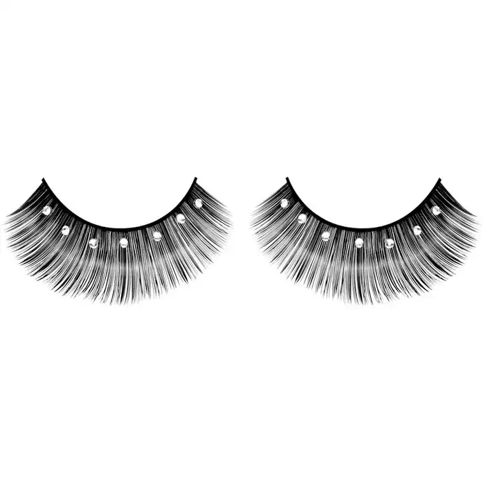 Чёрные ресницы с серебристыми стразами - Eyelashes Collection