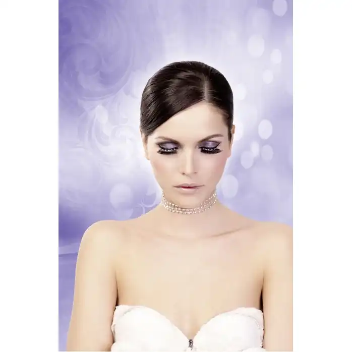 Чёрные пушистые ресницы с серебряными стразами - Eyelashes Collection. Фотография 2.