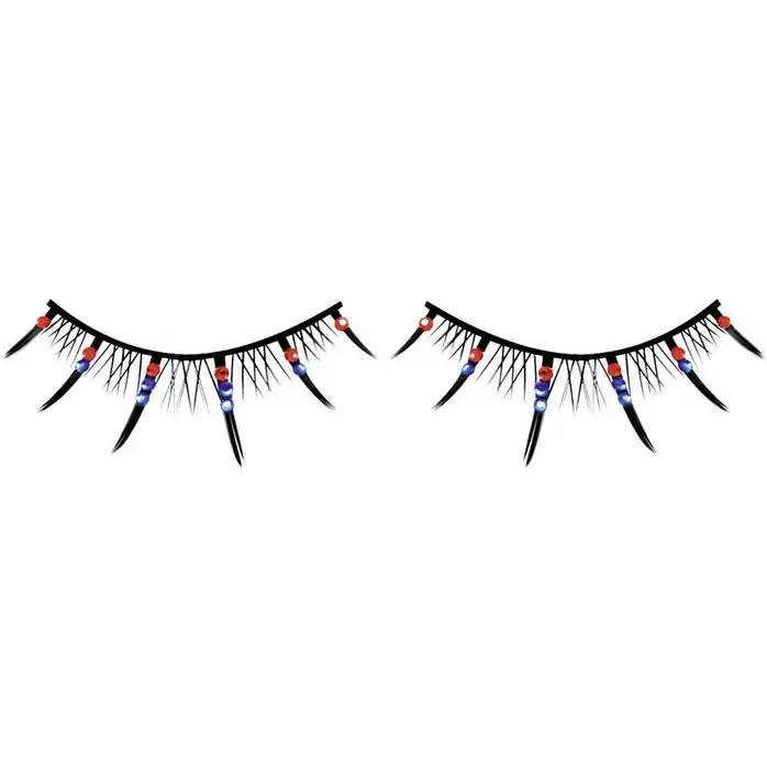 Чёрные ресницы с красными и голубыми стразами - Eyelashes Collection