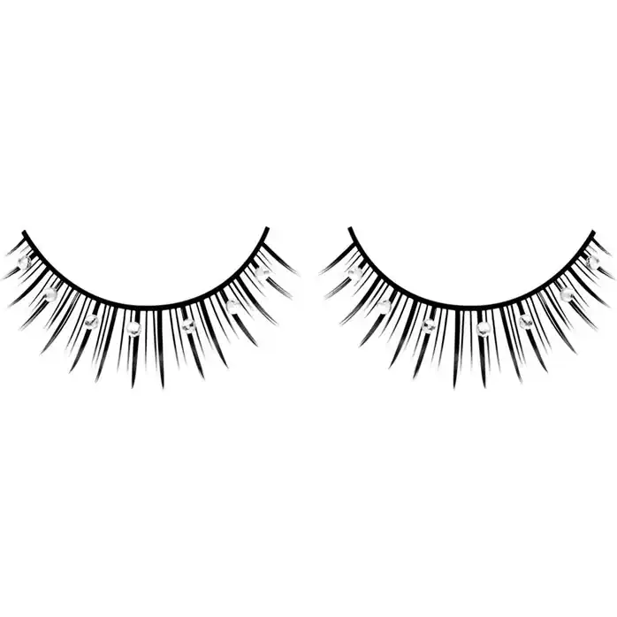 Чёрные ресницы с серебряными стразами - Eyelashes Collection