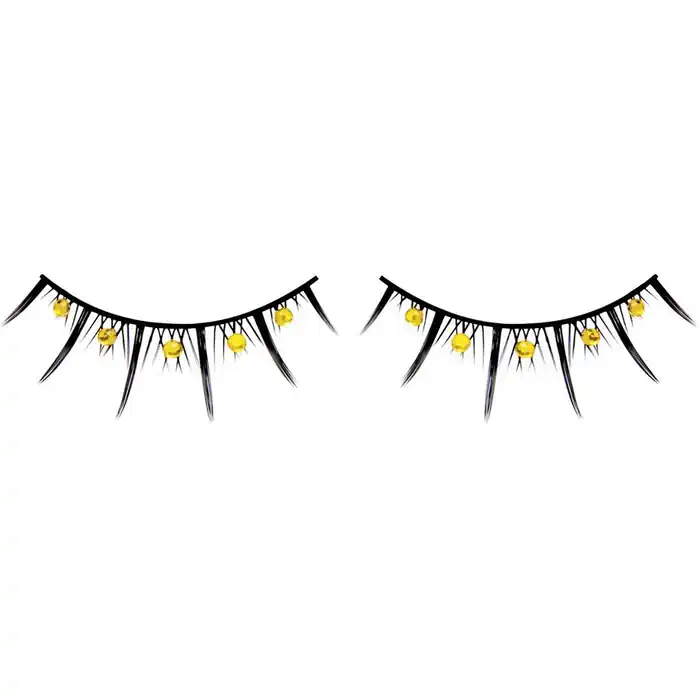 Чёрные ресницы с жёлтыми стразами - Eyelashes Collection