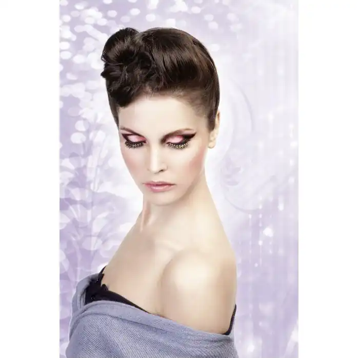 Чёрные ресницы с красными и серебряными стразами - Eyelashes Collection. Фотография 2.