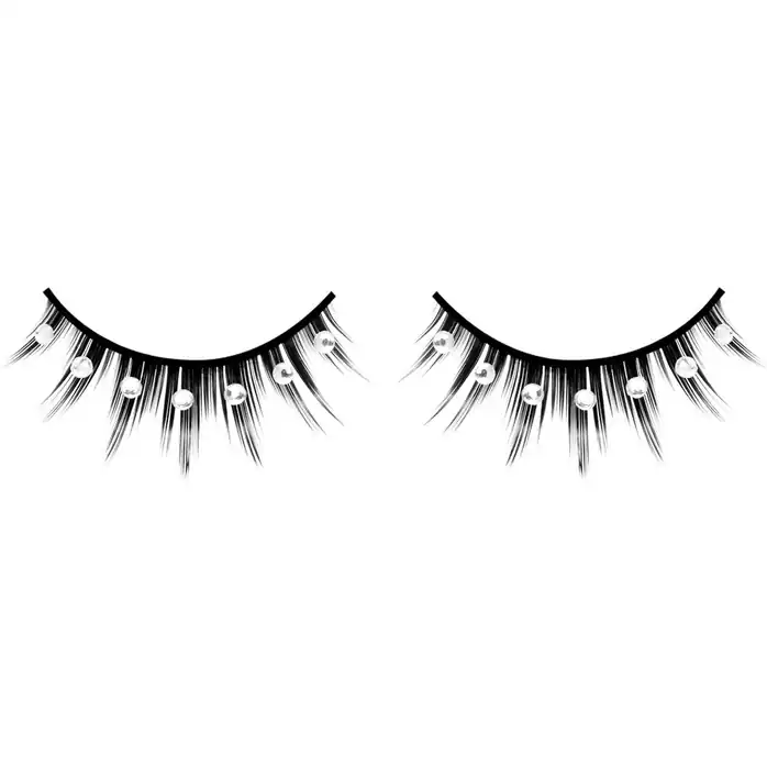 Чёрные ресницы-перья с серебряными стразами - Eyelashes Collection