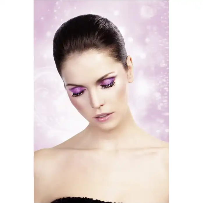 Длинные черные ресницы с серебряными стразами - Eyelashes Collection. Фотография 2.