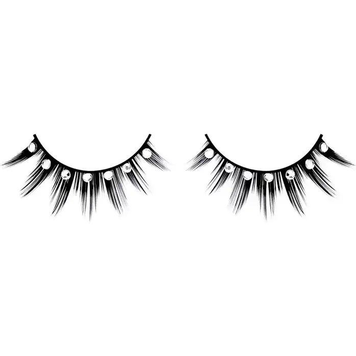 Черные ресницы лесенкой с серебряными стразами - Eyelashes Collection