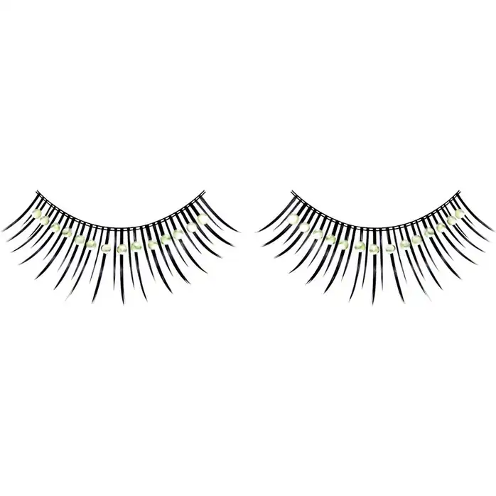 Чёрные ресницы с зелёными стразами - Eyelashes Collection