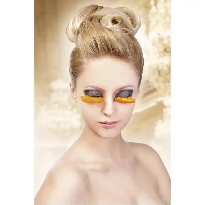Пушистые оранжевые ресницы-перья - Eyelashes Collection. Фотография 2.