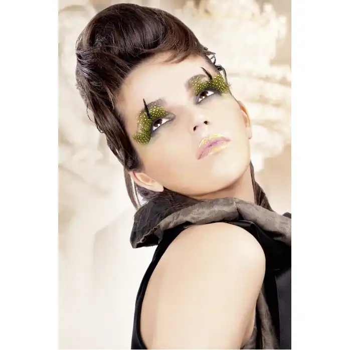Желто-черные ресницы-перья - Eyelashes Collection. Фотография 2.