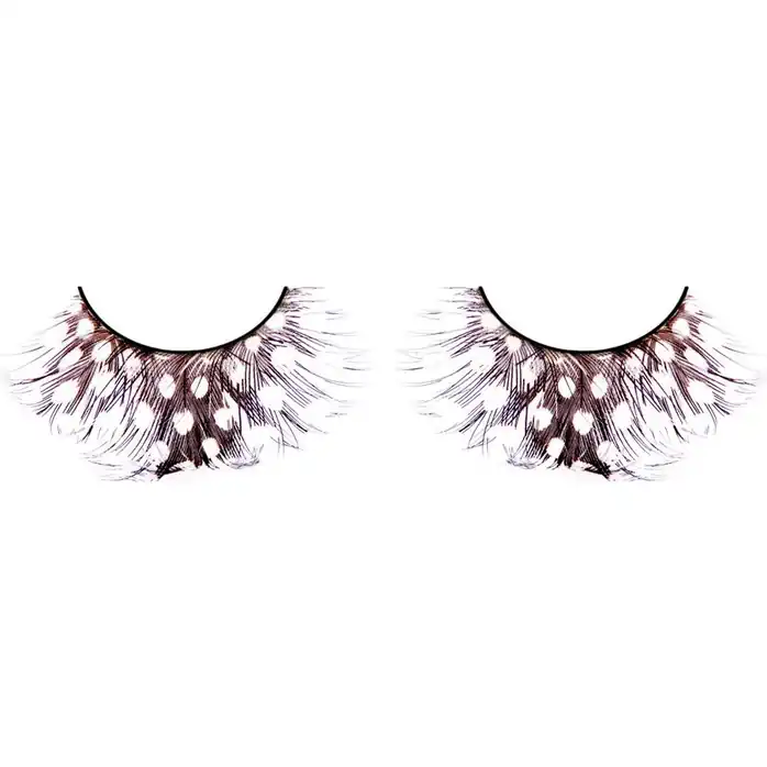Коричневые ресницы-перья в белый горошек - Eyelashes Collection