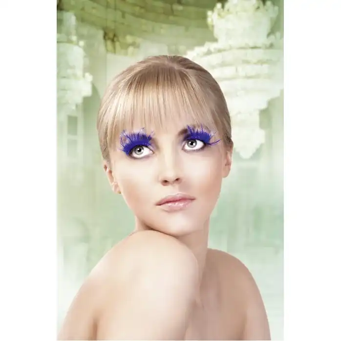 Голубые пушистые ресницы-перья - Eyelashes Collection. Фотография 2.