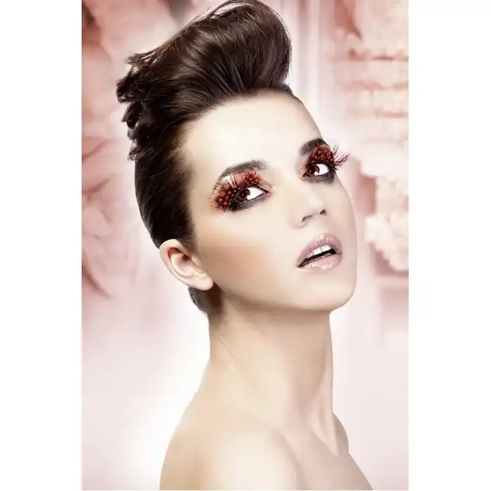 Тёмно-красные ресницы-перья - Eyelashes Collection. Фотография 2.