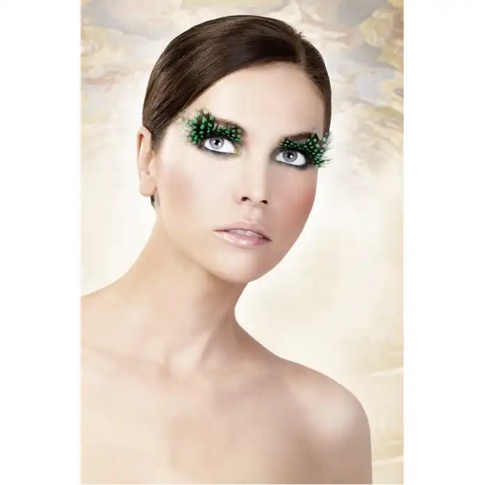 Тёмно-зеленые перьевые ресницы - Eyelashes Collection. Фотография 2.