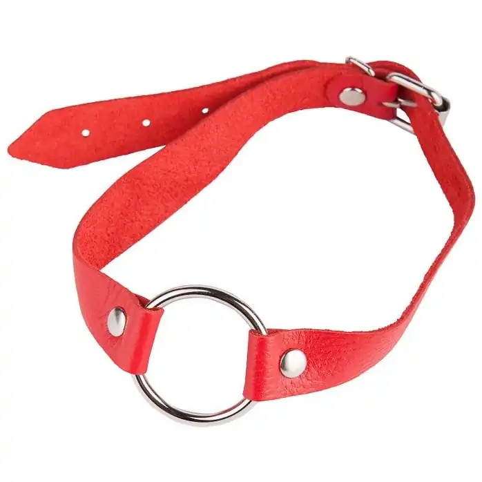 Кляп-кольцо на красных ремешках - BDSM accessories
