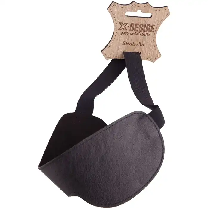 Чёрная широкая кожаная маска на глаза - BDSM accessories. Фотография 2.