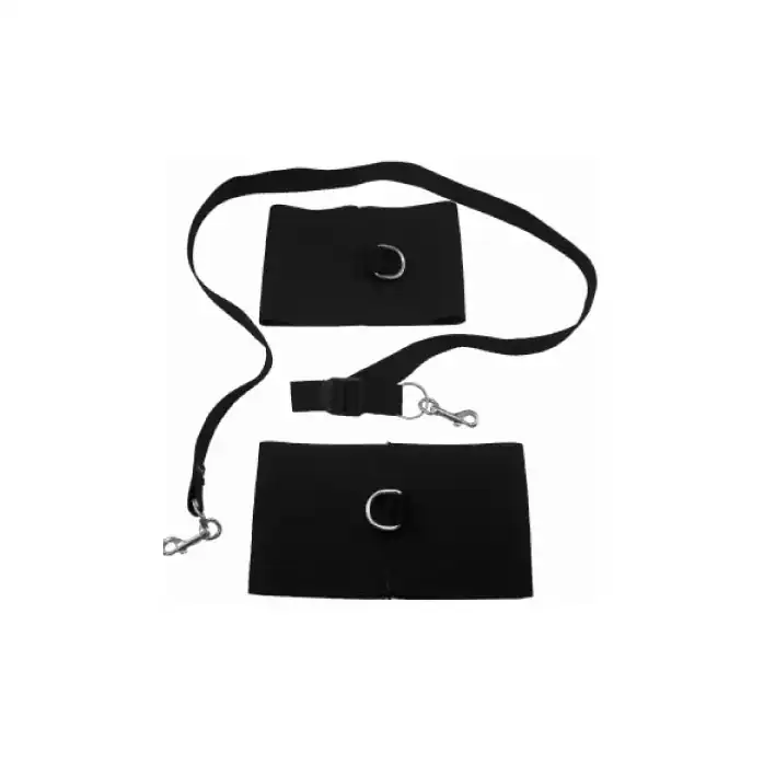 Чёрный комплект S M ANKLE, WRIST AND TETHER 3PC KIT - 2 манжеты и поводок - Sex   Mischief