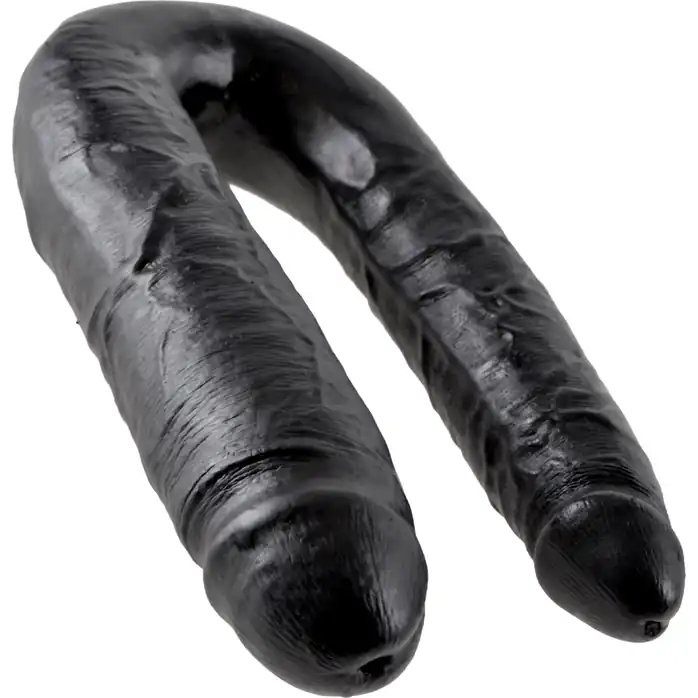 Черный двусторонний фаллоимитатор U-Shaped Large Double Trouble - 44,4 см - King Cock. Фотография 5.