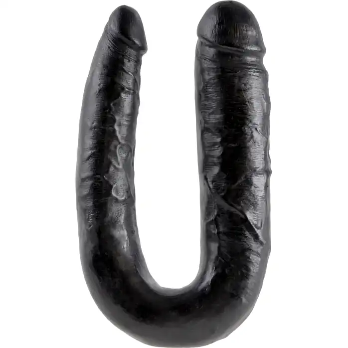 Черный двусторонний фаллоимитатор U-Shaped Large Double Trouble - 44,4 см - King Cock