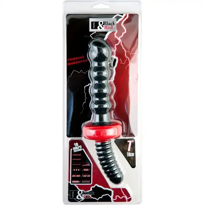 Чёрный двусторонний фигурный вибратор - 30 см - Black Red. Фотография 2.