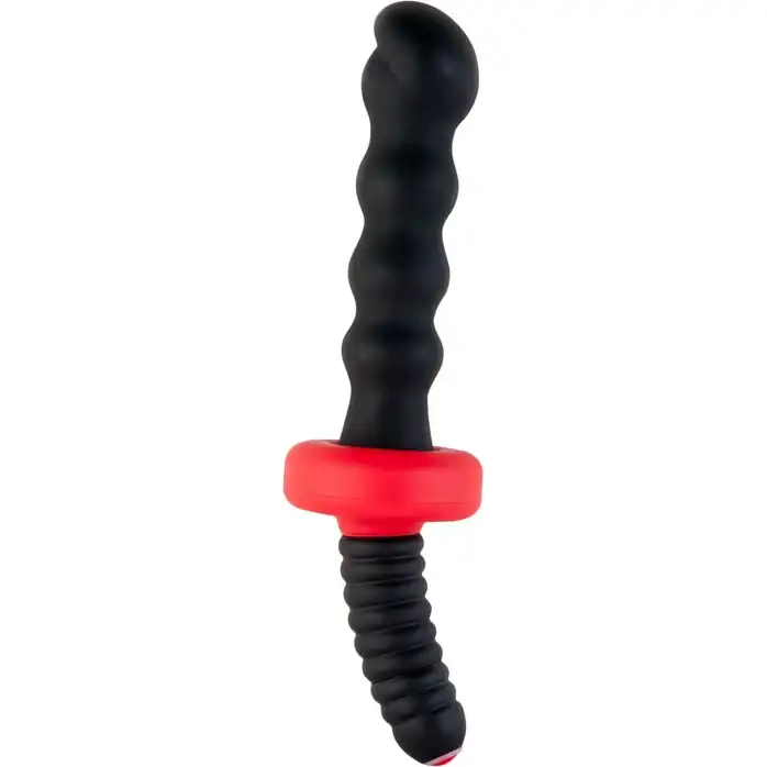 Чёрный двусторонний фигурный вибратор - 30 см - Black Red