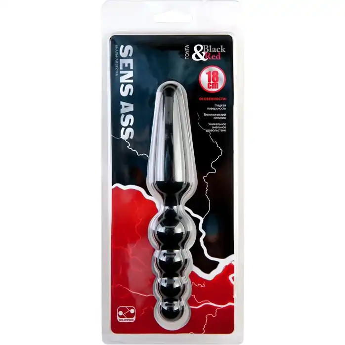 Чёрная двусторонняя анальная втулка - 18 см - Black Red. Фотография 2.