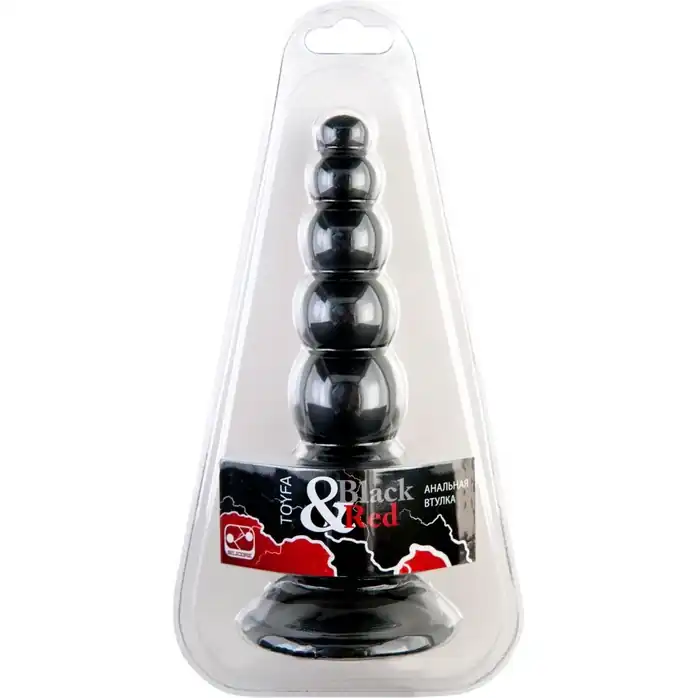 Чёрная анальная ёлочка с 6 шариками - 17,5 см - Black Red. Фотография 2.