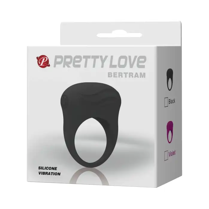 Черное вибрирующее эрекционное кольцо Bertram - Pretty Love. Фотография 6.