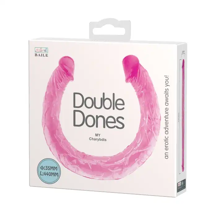 Розовый двухголовый фаллоимитатор Double Dones - 44 см. Фотография 5.