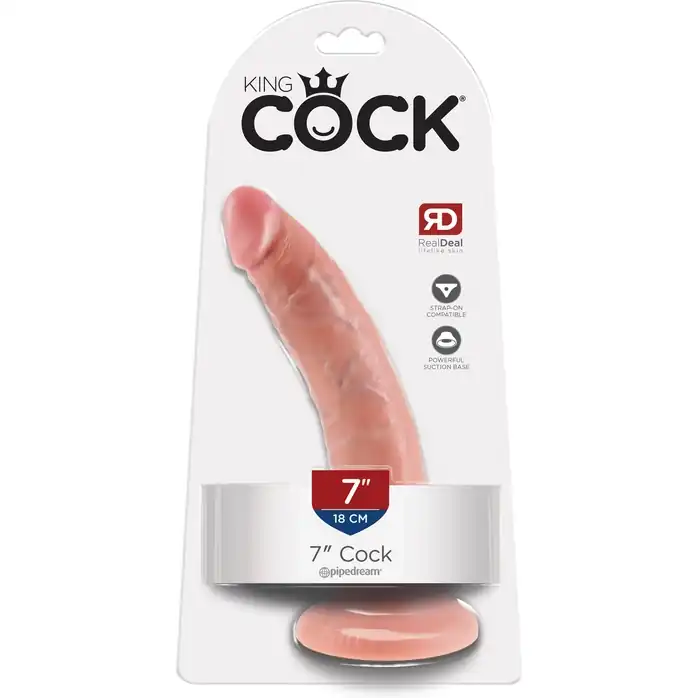 Телесный фаллоимитатор с присоской 7 Cock - 17,8 см - King Cock. Фотография 8.