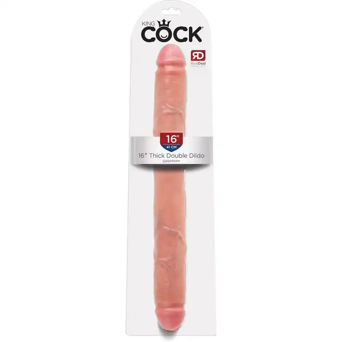 Телесный двусторонний фаллоимитатор 16 Thick Double Dildo - 40,6 см - King Cock. Фотография 3.