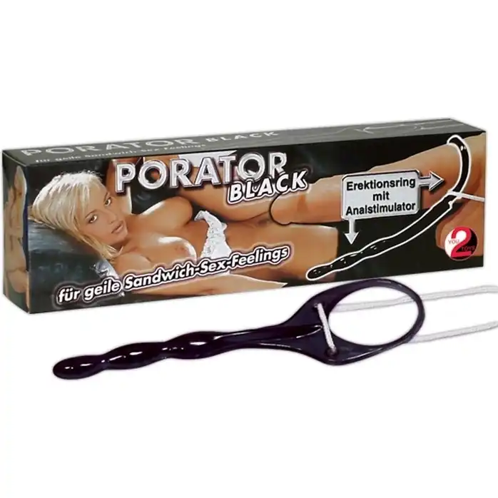 Черное эрекционное кольцо с анальным стимулятором - You2Toys
