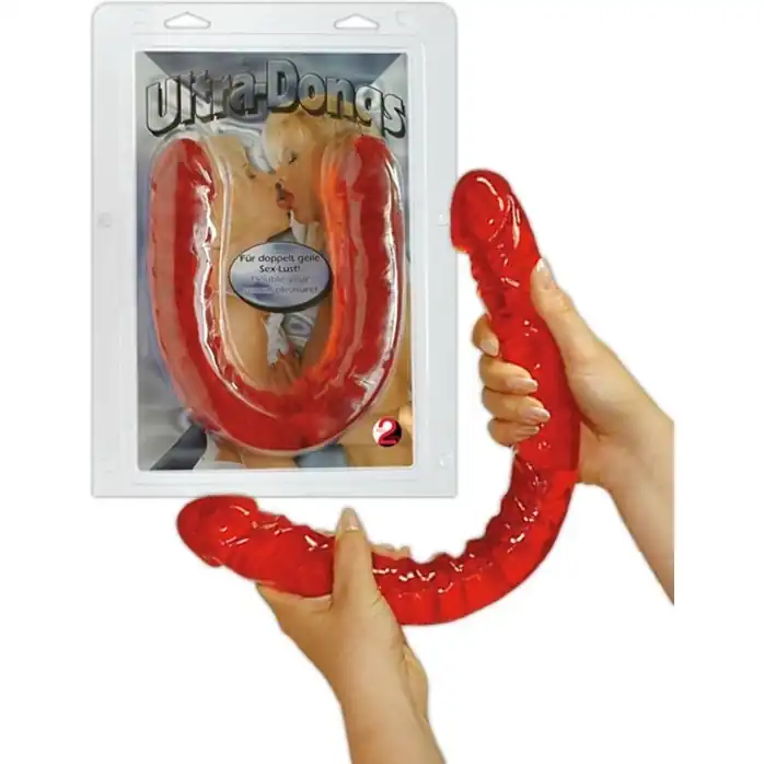 Двусторонний красный фаллоимитатор - 43 см - You2Toys