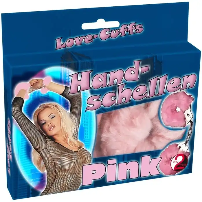 Розовые меховые наручники Love Cuffs Rose - You2Toys. Фотография 2.