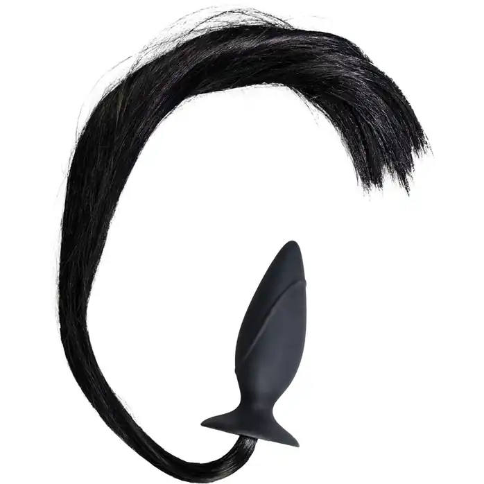 Чёрная анальная втулка с хвостом HORNY Pony - 12,5 см - You2Toys