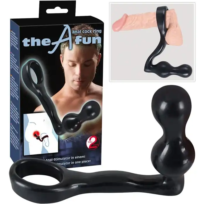 Чёрное эрекционное кольцо с анальным стимулятором Anal Cockring - You2Toys