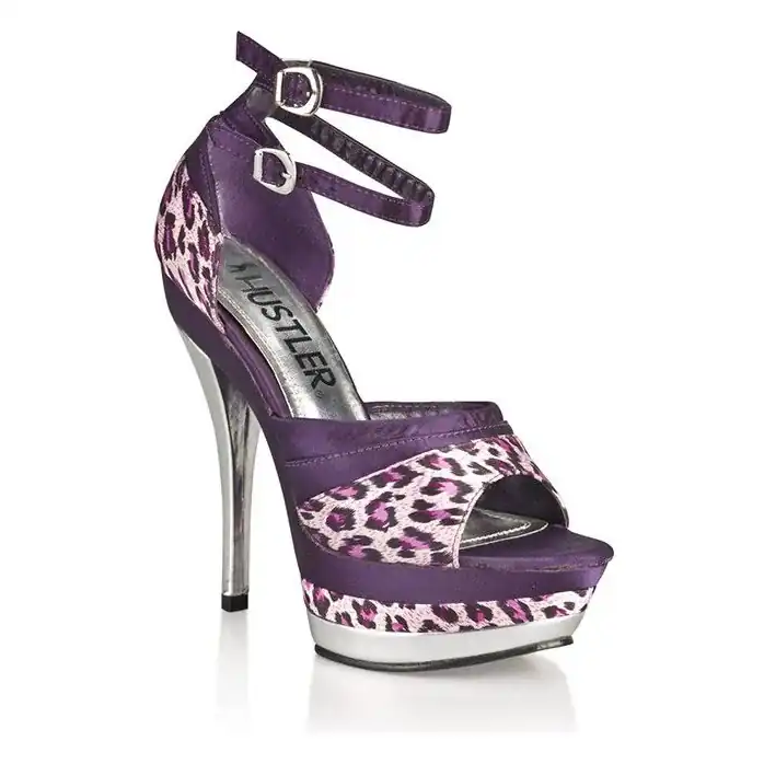 Босоножки с серебристой шпилькой Violet Leopard