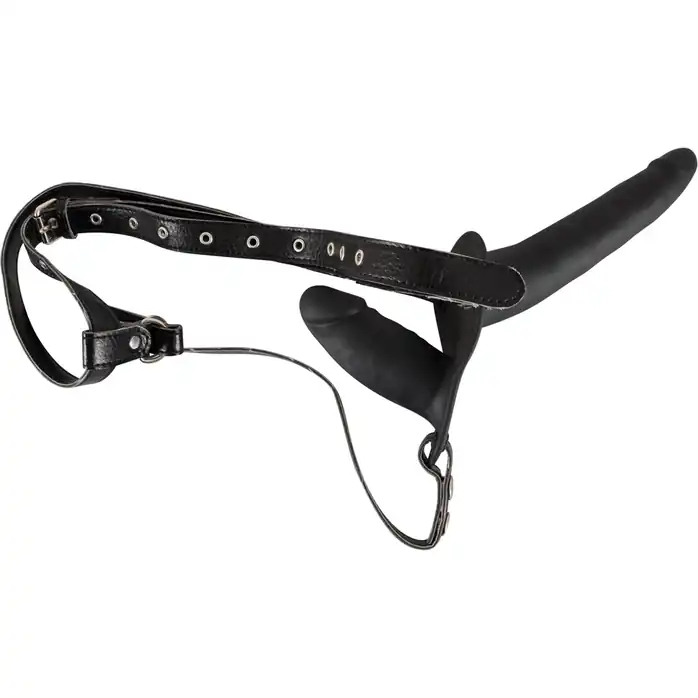 Женский страпон с вагинальной пробкой Double Strap On - 15 см - You2Toys