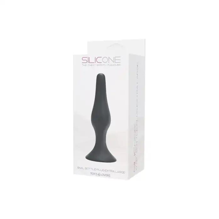 Крупная чёрная анальная пробка из силикона ANAL BOTTLE PLUG SILICONE EXTRALARGE - 15,5 см - Silicone. Фотография 2.