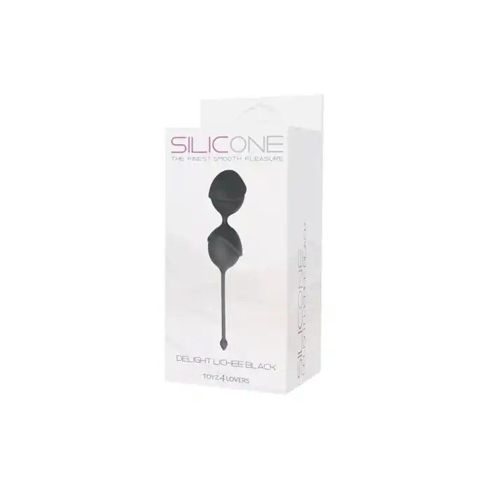 Чёрные вагинальные шарики DELIGHT PUSSY LICHEE SILICONE - Silicone. Фотография 2.