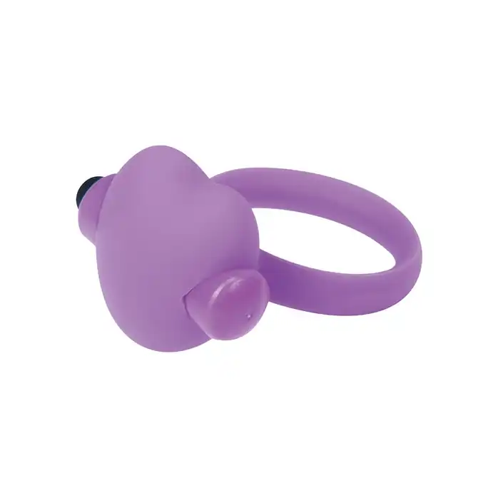 Фиолетовое эрекционное виброкольцо с сердечком HEART BEAT COCKRING SILICONE - Silicone