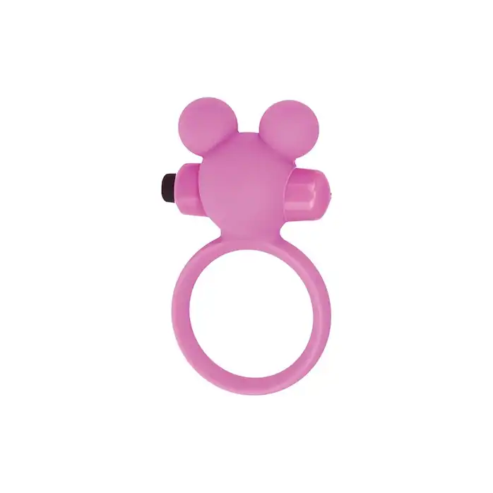 Розовое эрекционное виброкольцо TEDDY COCKRING SILICONE - Silicone